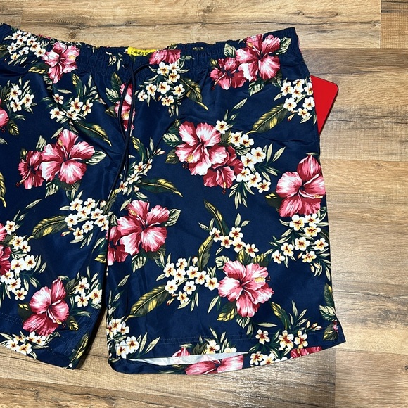 LANDS END W/ HOFFMAN CALIFORNIA MENS SWIN TRUNKS FLORAL BLUE Sz XXL - Picture 3 of 7